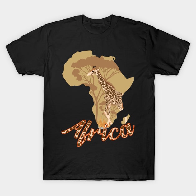 Giraffe auf dem Kontinent Afrika T-Shirt by Chipity-Design